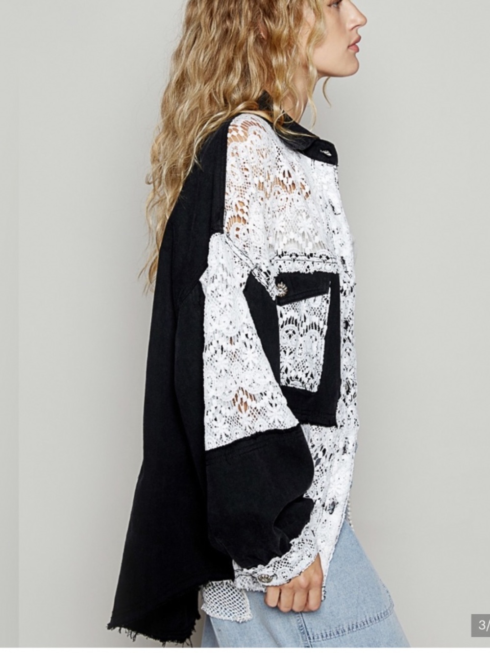 🎉 POL “El Paso 2 ” POL TWILL JACKET SHACKET WITH LACE DETAIL 84 - Picture 4 of 6